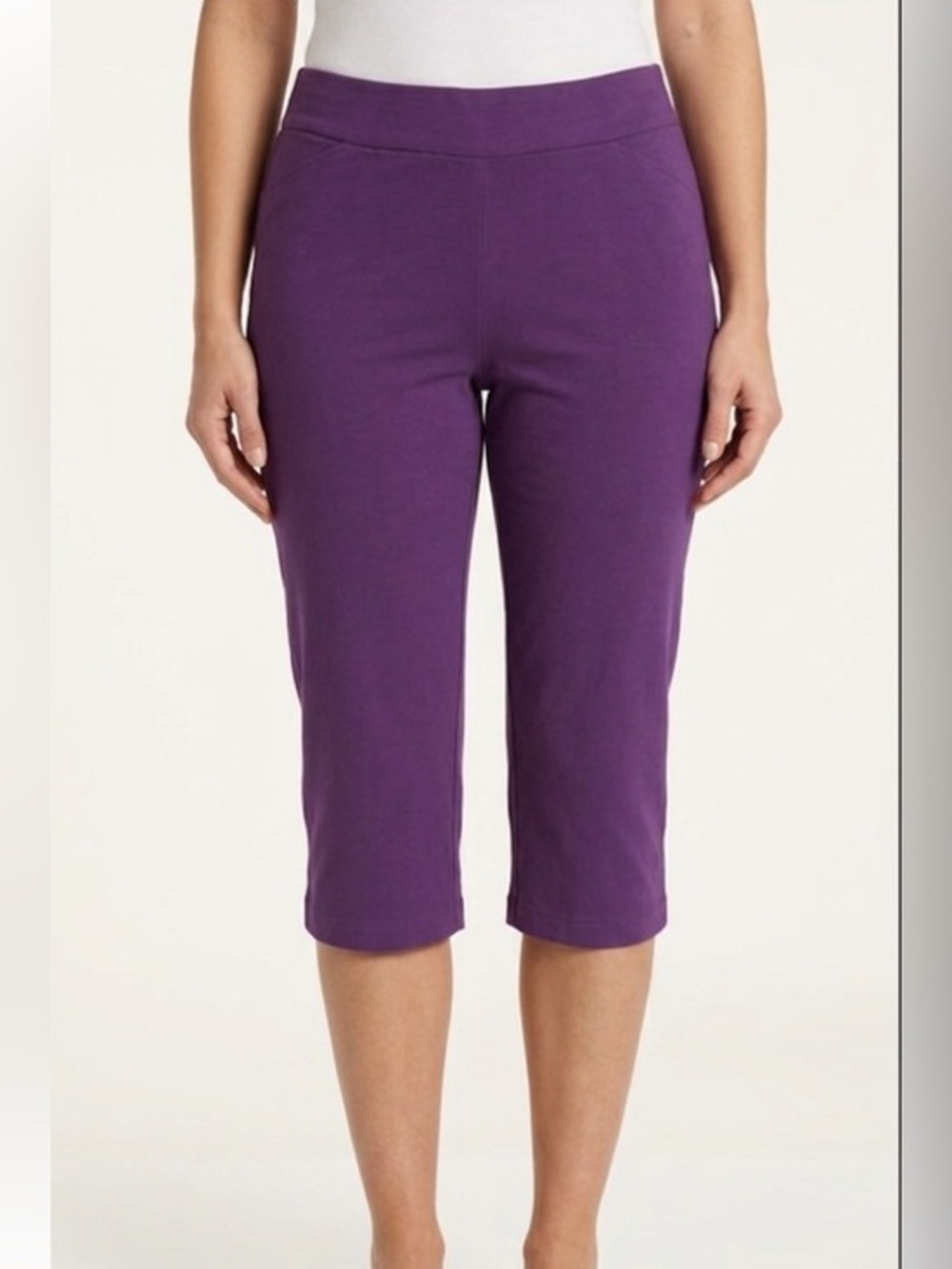 Christopher & Banks Slimming Capri Pants 16P Purple Pull On Stretch Crop track